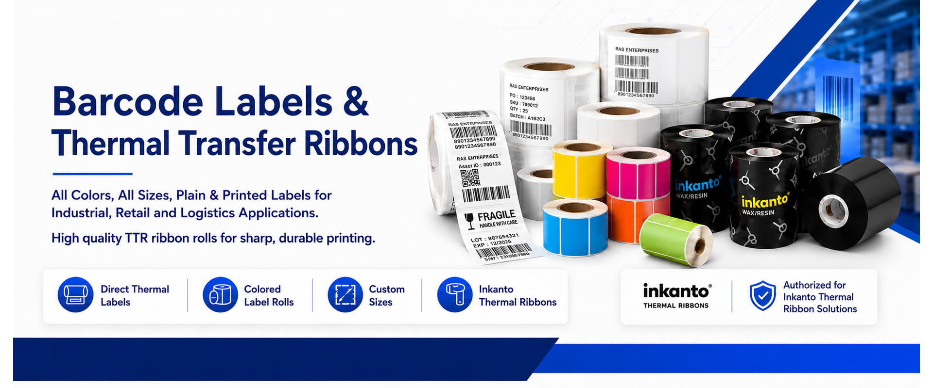 Barcode labels and thermal transfer ribbon